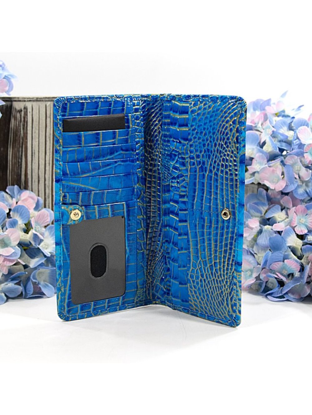 Brahmin Electric Indigo Ombre Melbourne Embossed Leather Ady Bifold Wallet NWT - Picture 3 of 4